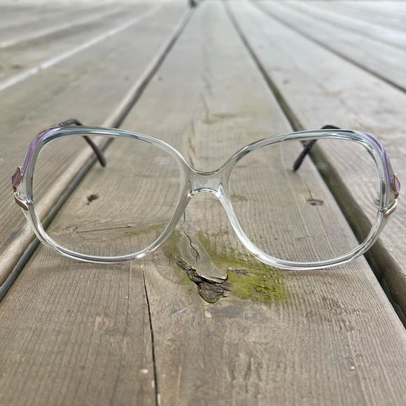 1980s Marcolin Lunette Cartier 531-88 Purple Enamel Rx Glasses Made in Italy - Picture 3 of 15